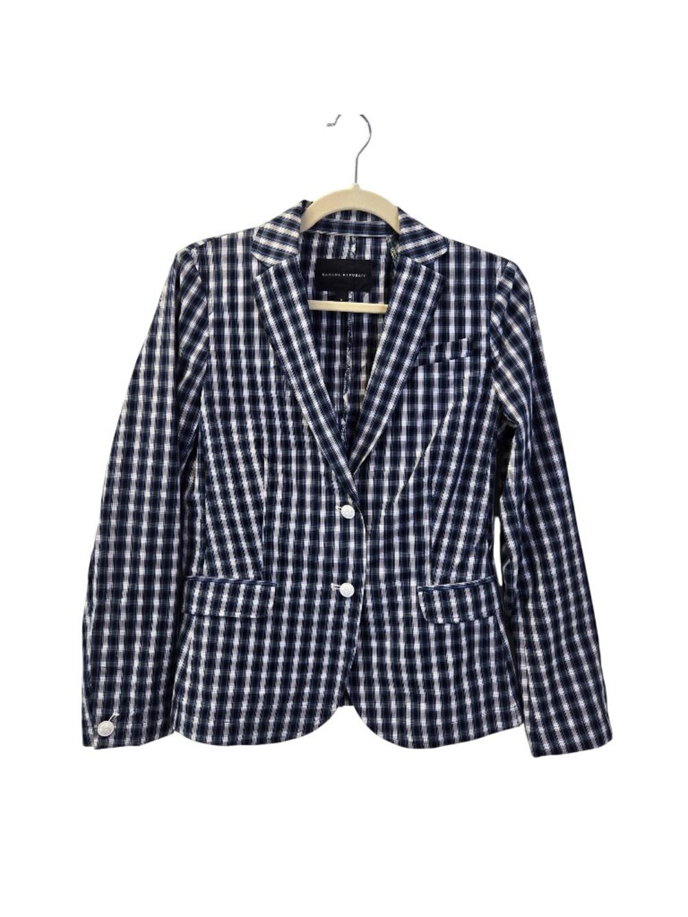 Banana Republic Cotton Plaid Shirt Jacket Two Button Closure Size Small